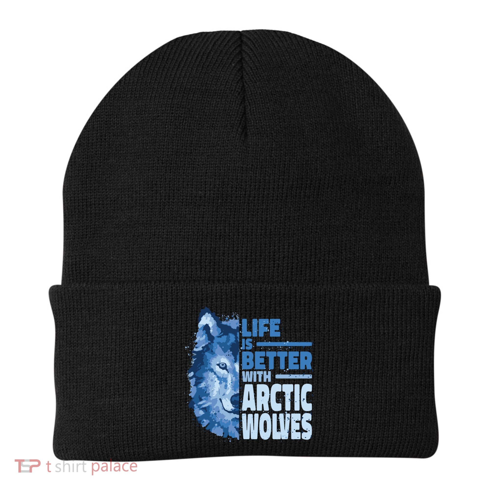Life Is Better With Arctic Wolves Retro Arctic Wolf Gift Beanie