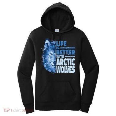 Life Is Better With Arctic Wolves Retro Arctic Wolf Gift Women's Hoodie