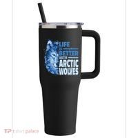 Life Is Better With Arctic Wolves Retro Arctic Wolf Gift 40oz Vacuum Insulated Stainless Steel Travel Tumbler thumb 0