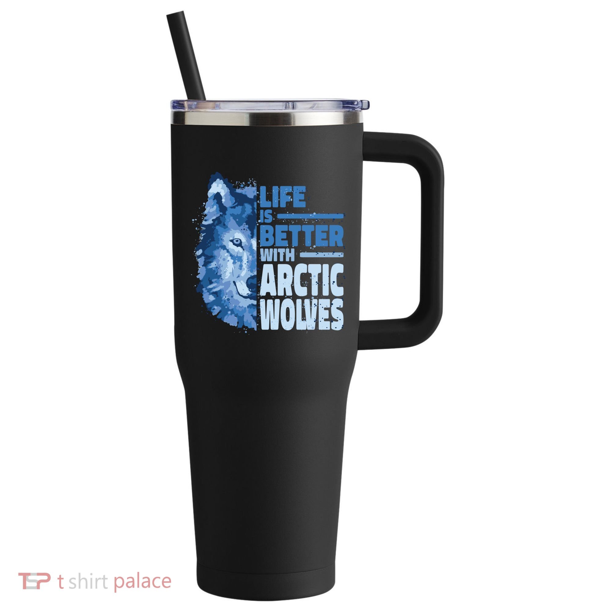 Life Is Better With Arctic Wolves Retro Arctic Wolf Gift 40oz Vacuum Insulated Stainless Steel Travel Tumbler