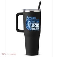 Life Is Better With Arctic Wolves Retro Arctic Wolf Gift 40oz Vacuum Insulated Stainless Steel Travel Tumbler thumb 2