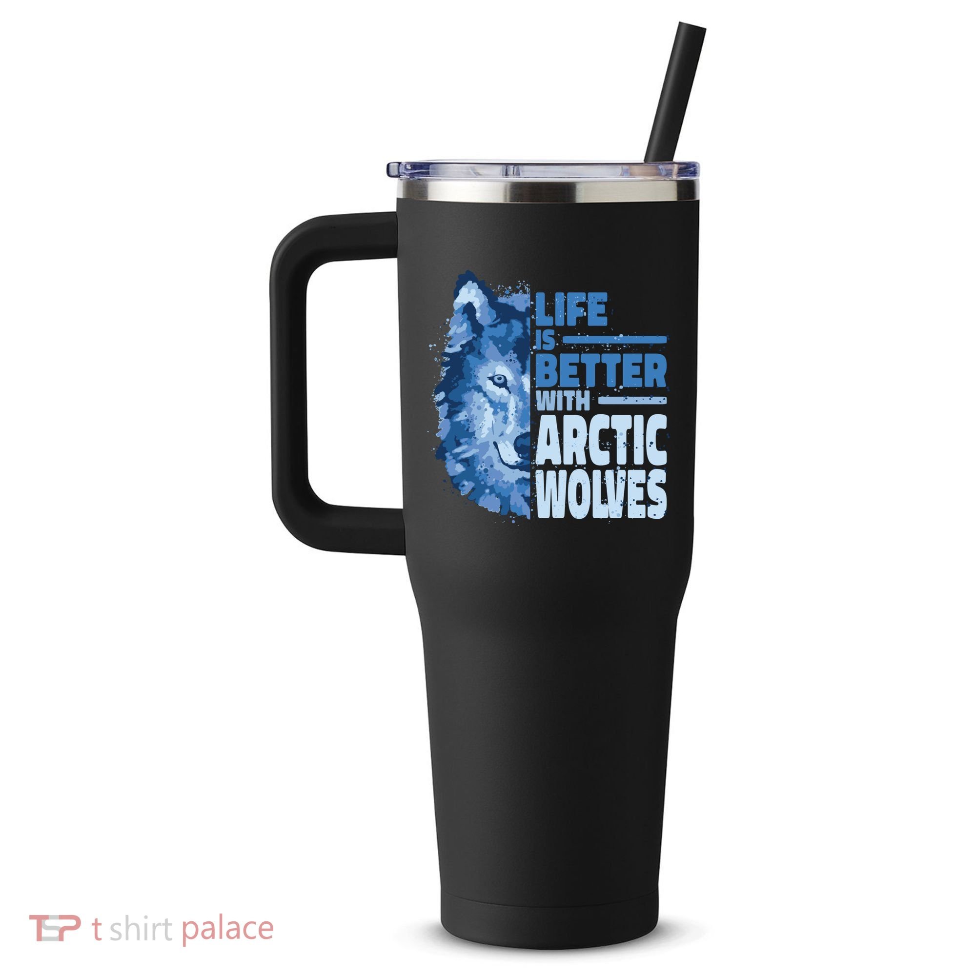 Life Is Better With Arctic Wolves Retro Arctic Wolf Gift 40oz Vacuum Insulated Stainless Steel Travel Tumbler