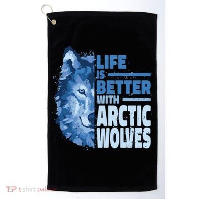 Life Is Better With Arctic Wolves Retro Arctic Wolf Gift Golf Towel