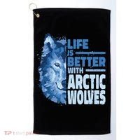 Life Is Better With Arctic Wolves Retro Arctic Wolf Gift Golf Towel thumb 0