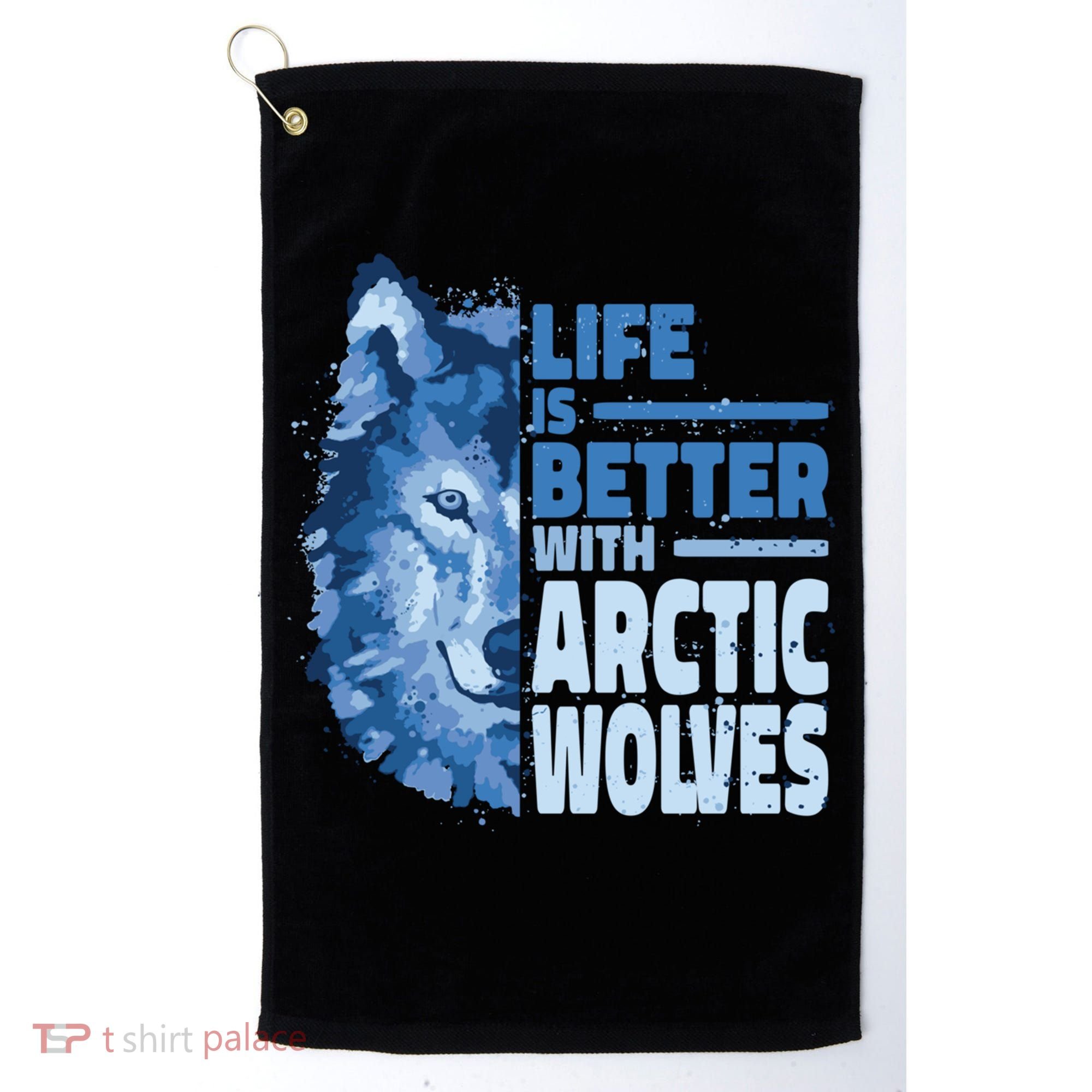 Life Is Better With Arctic Wolves Retro Arctic Wolf Gift Golf Towel