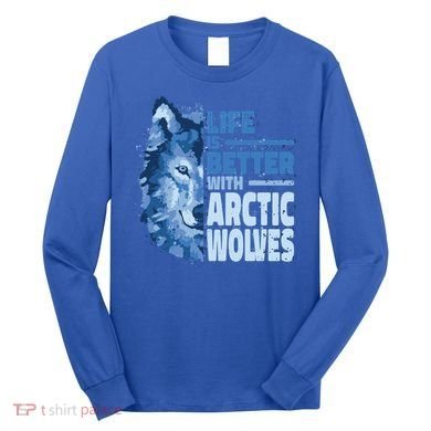 Life Is Better With Arctic Wolves Retro Arctic Wolf Gift Long Sleeve Shirt