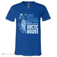 Life Is Better With Arctic Wolves Retro Arctic Wolf Gift V-Neck T-Shirt thumb 0