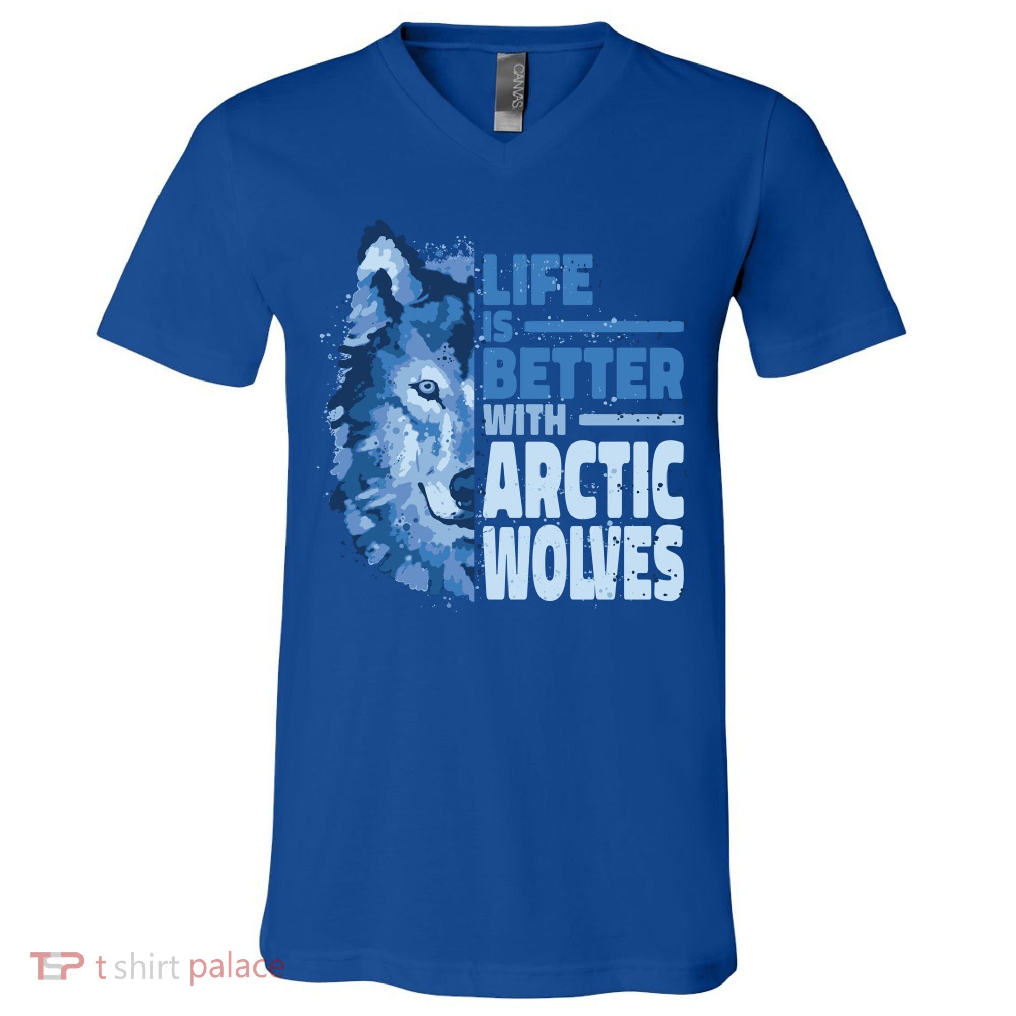 Life Is Better With Arctic Wolves Retro Arctic Wolf Gift V-Neck T-Shirt