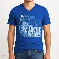 Life Is Better With Arctic Wolves Retro Arctic Wolf Gift V-Neck T-Shirt thumb 2