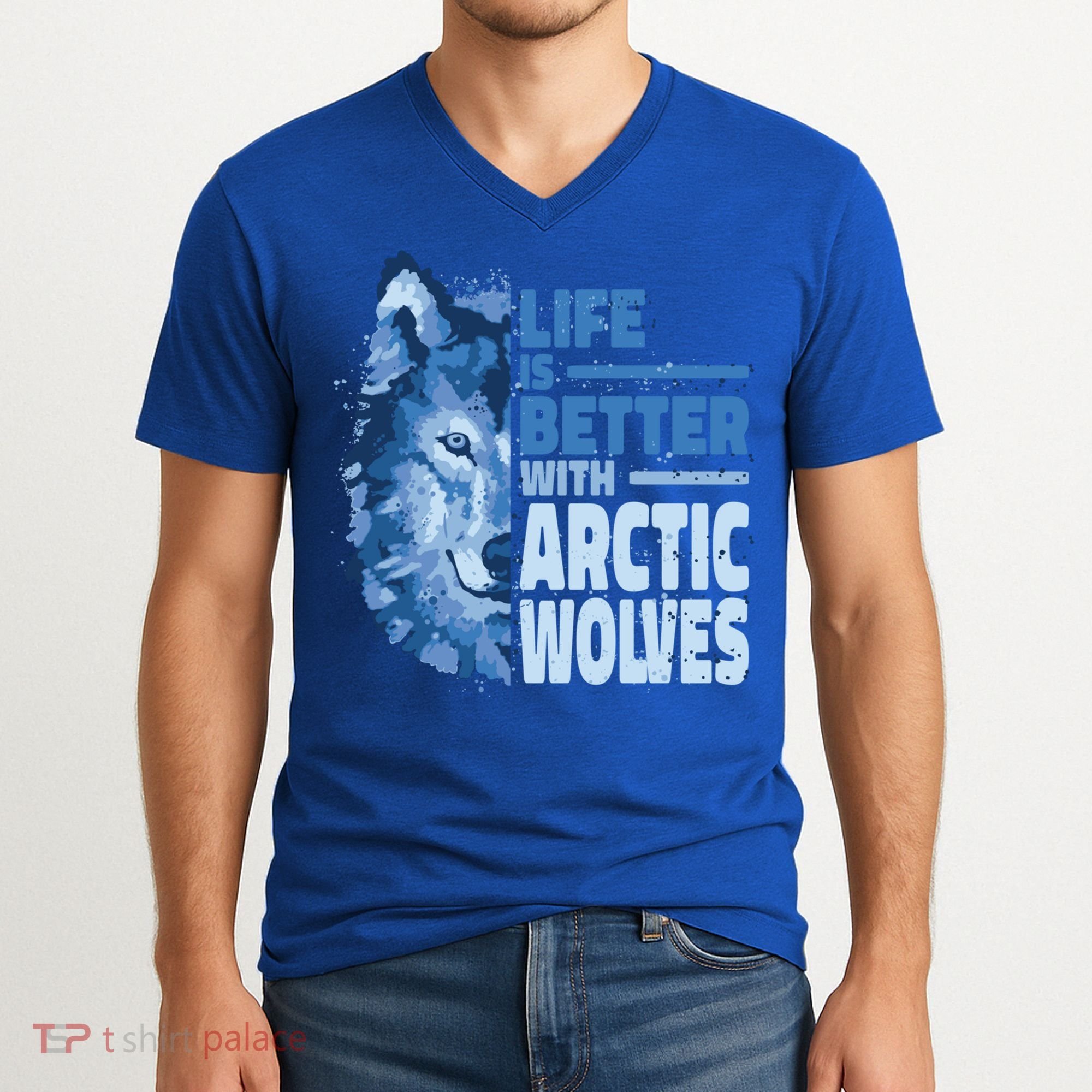Life Is Better With Arctic Wolves Retro Arctic Wolf Gift V-Neck T-Shirt