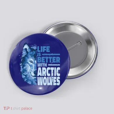 Life Is Better With Arctic Wolves Retro Arctic Wolf Gift Button