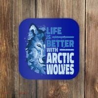 Life Is Better With Arctic Wolves Retro Arctic Wolf Gift Coaster thumb 0