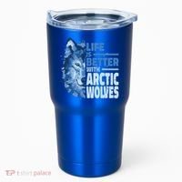 Life Is Better With Arctic Wolves Retro Arctic Wolf Gift Tumbler thumb 0