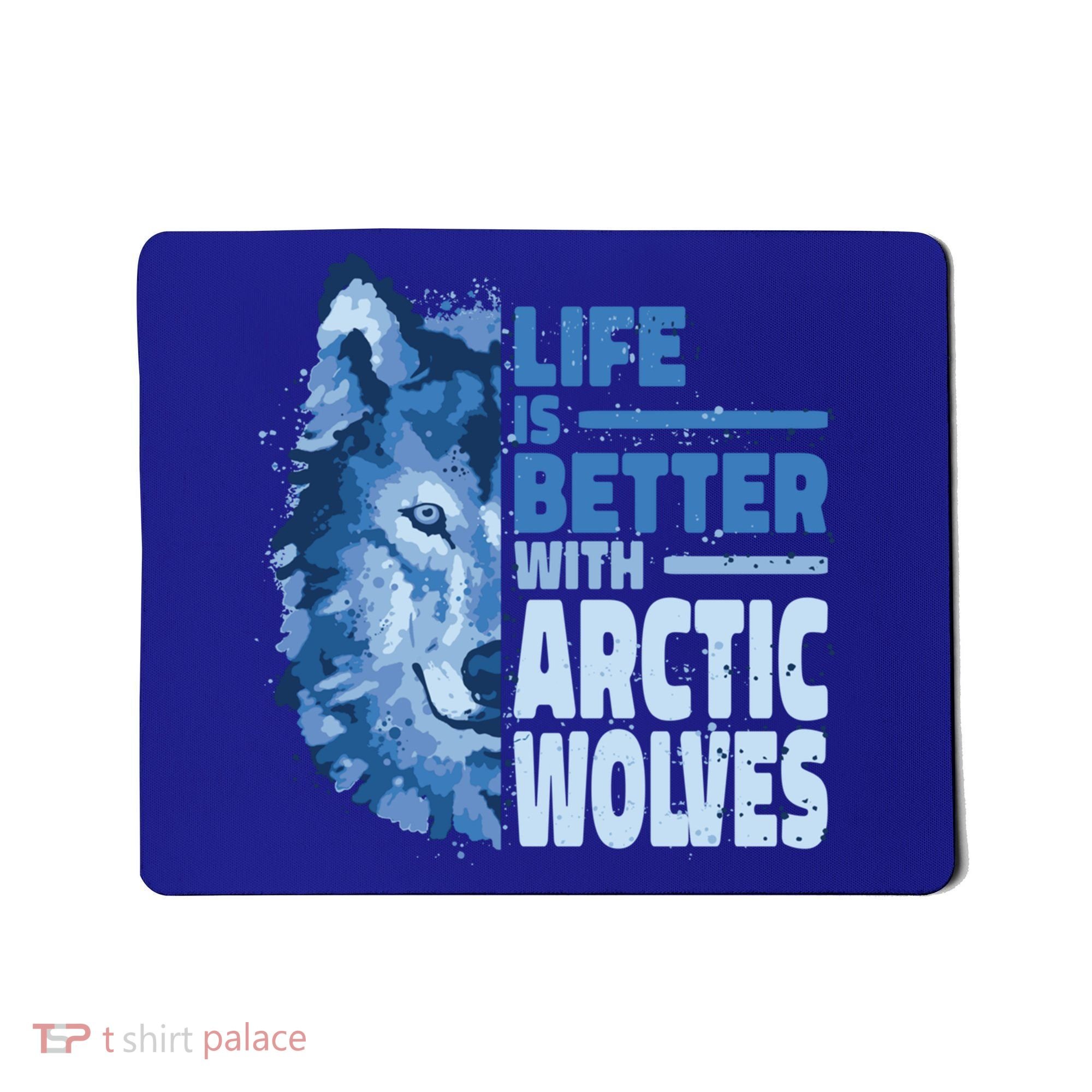 Life Is Better With Arctic Wolves Retro Arctic Wolf Gift Mousepad