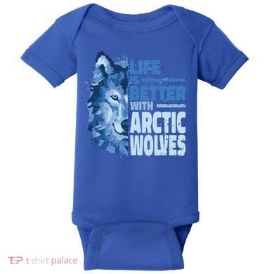 Life Is Better With Arctic Wolves Retro Arctic Wolf Gift Baby Bodysuit