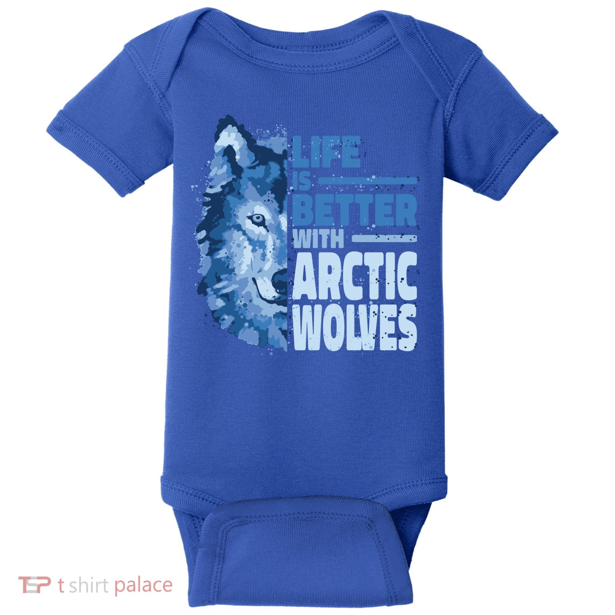 Life Is Better With Arctic Wolves Retro Arctic Wolf Gift Baby Bodysuit
