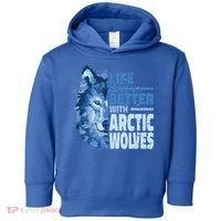 Life Is Better With Arctic Wolves Retro Arctic Wolf Gift Toddler Hoodie thumb 0