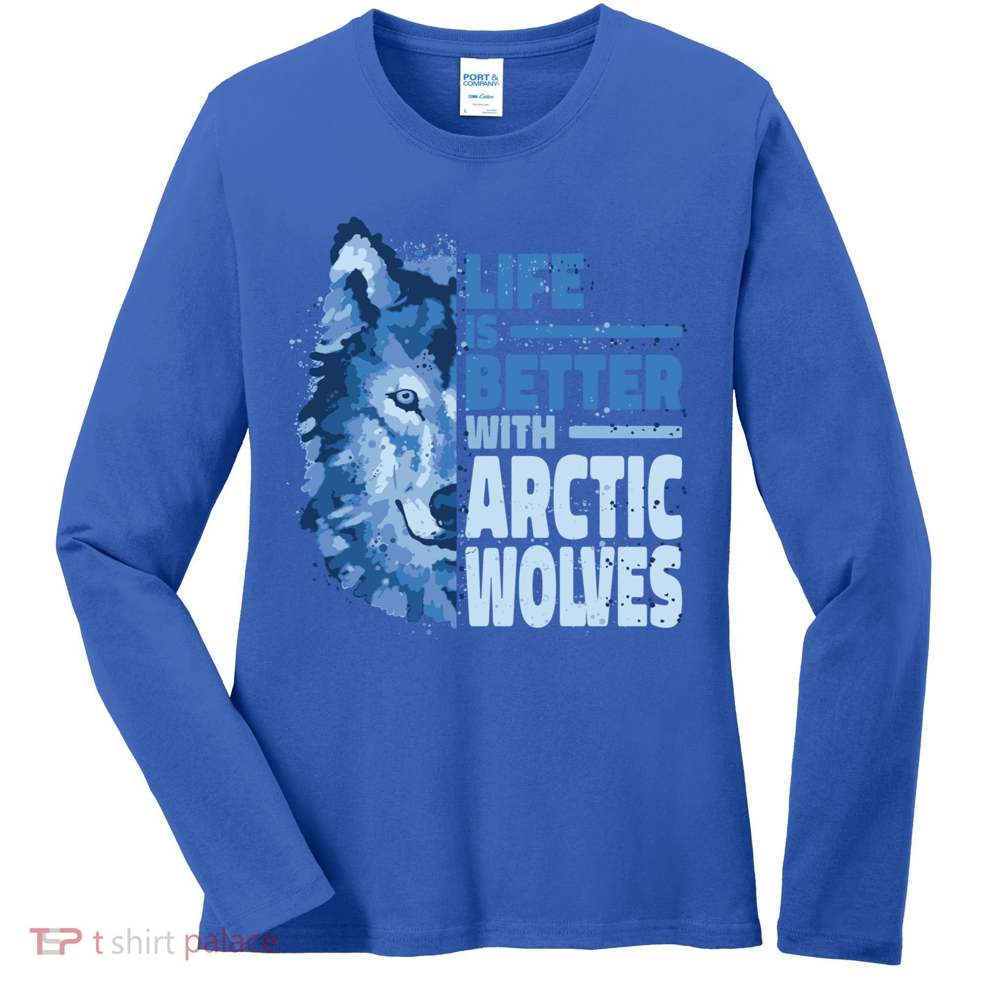 Life Is Better With Arctic Wolves Retro Arctic Wolf Gift Women's Long Sleeve Shirt