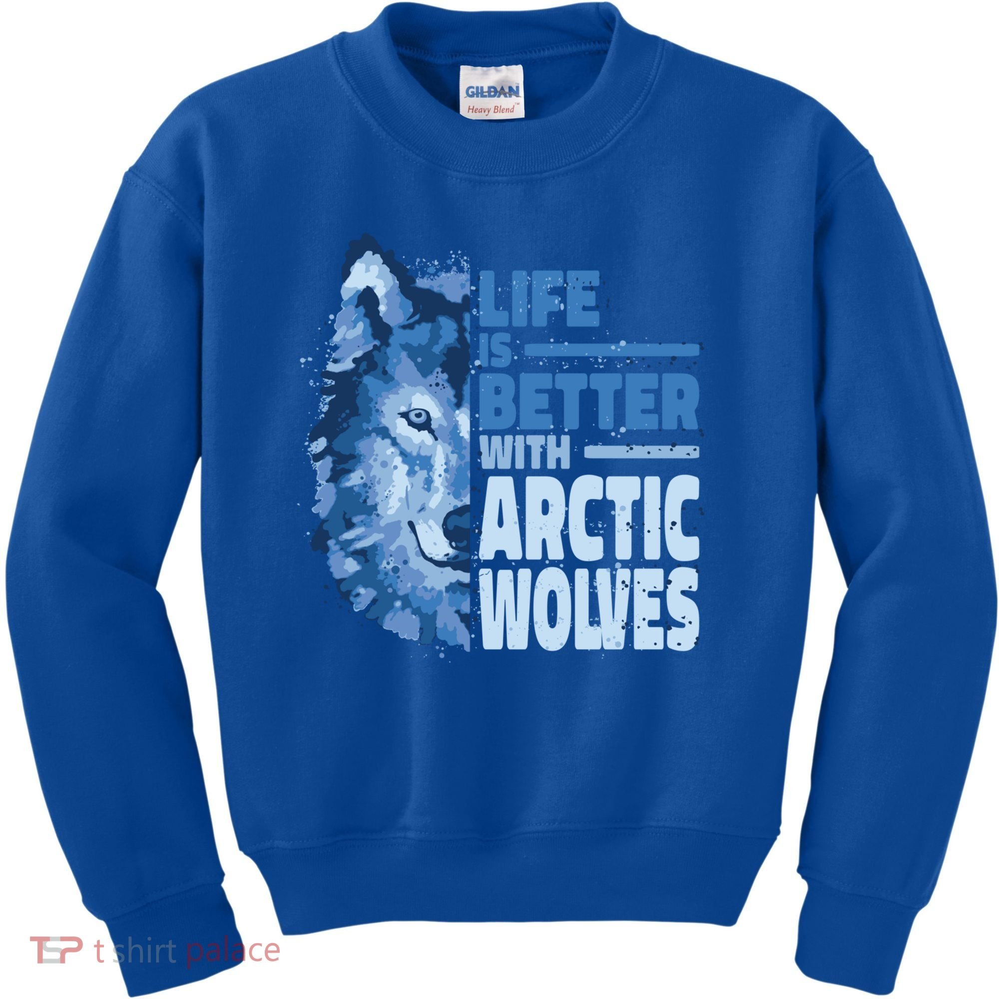Life Is Better With Arctic Wolves Retro Arctic Wolf Gift Kids Sweatshirt