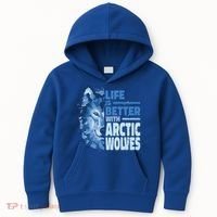Life Is Better With Arctic Wolves Retro Arctic Wolf Gift Kids Hoodie thumb 0