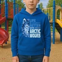 Life Is Better With Arctic Wolves Retro Arctic Wolf Gift Kids Hoodie thumb 2
