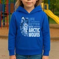 Life Is Better With Arctic Wolves Retro Arctic Wolf Gift Kids Hoodie thumb 3