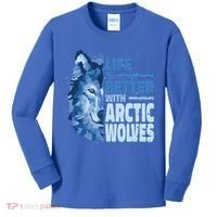 Life Is Better With Arctic Wolves Retro Arctic Wolf Gift Kids Long Sleeve Shirt thumb 0