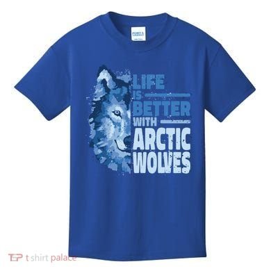 Life Is Better With Arctic Wolves Retro Arctic Wolf Gift Kids T-Shirt