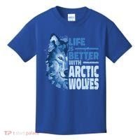 Life Is Better With Arctic Wolves Retro Arctic Wolf Gift Kids T-Shirt thumb 0