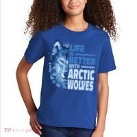 Life Is Better With Arctic Wolves Retro Arctic Wolf Gift Kids T-Shirt thumb 2