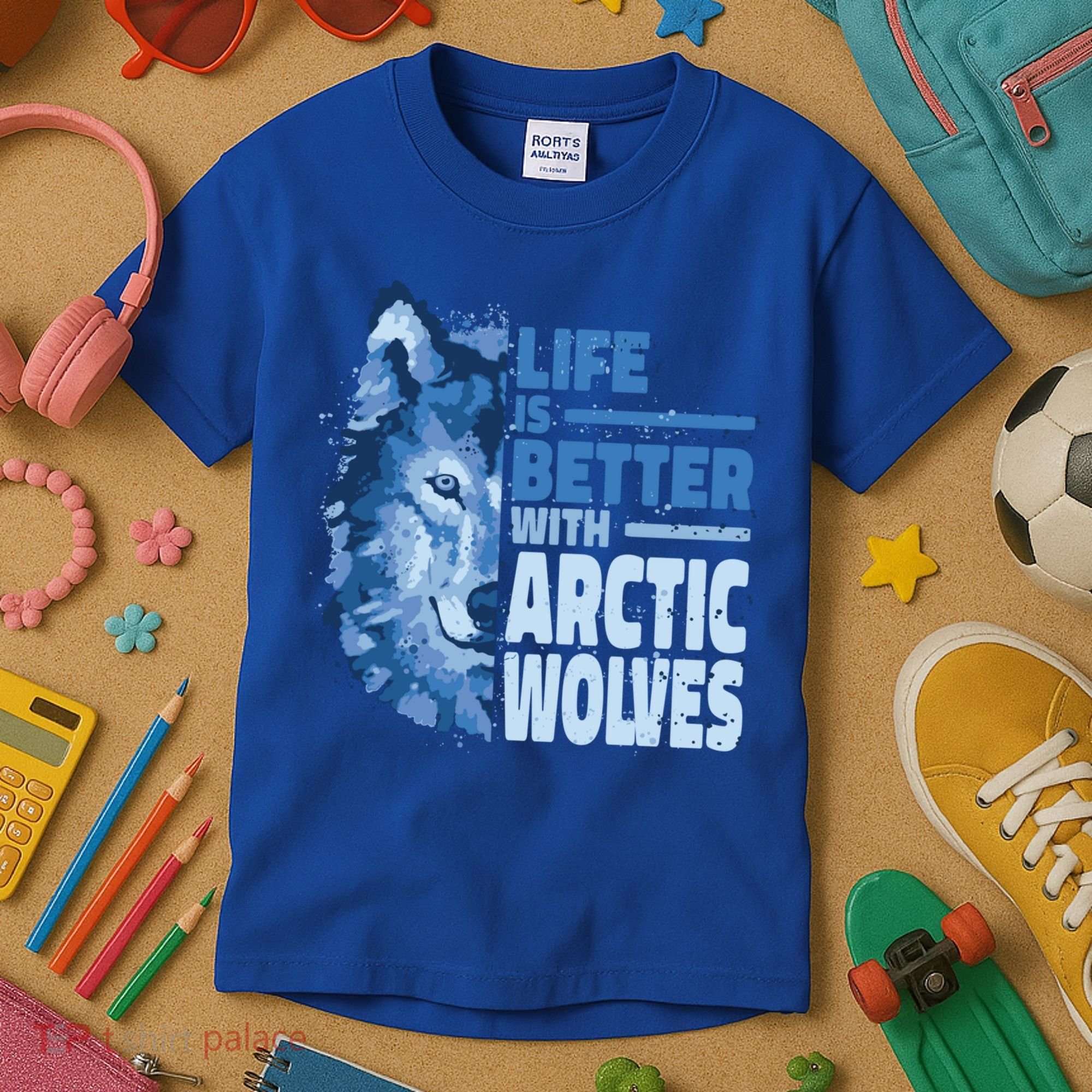 Life Is Better With Arctic Wolves Retro Arctic Wolf Gift Kids T-Shirt