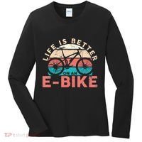 Life Is Better With An Ebike Electric Bike Battery Women's Long Sleeve Shirt thumb 0