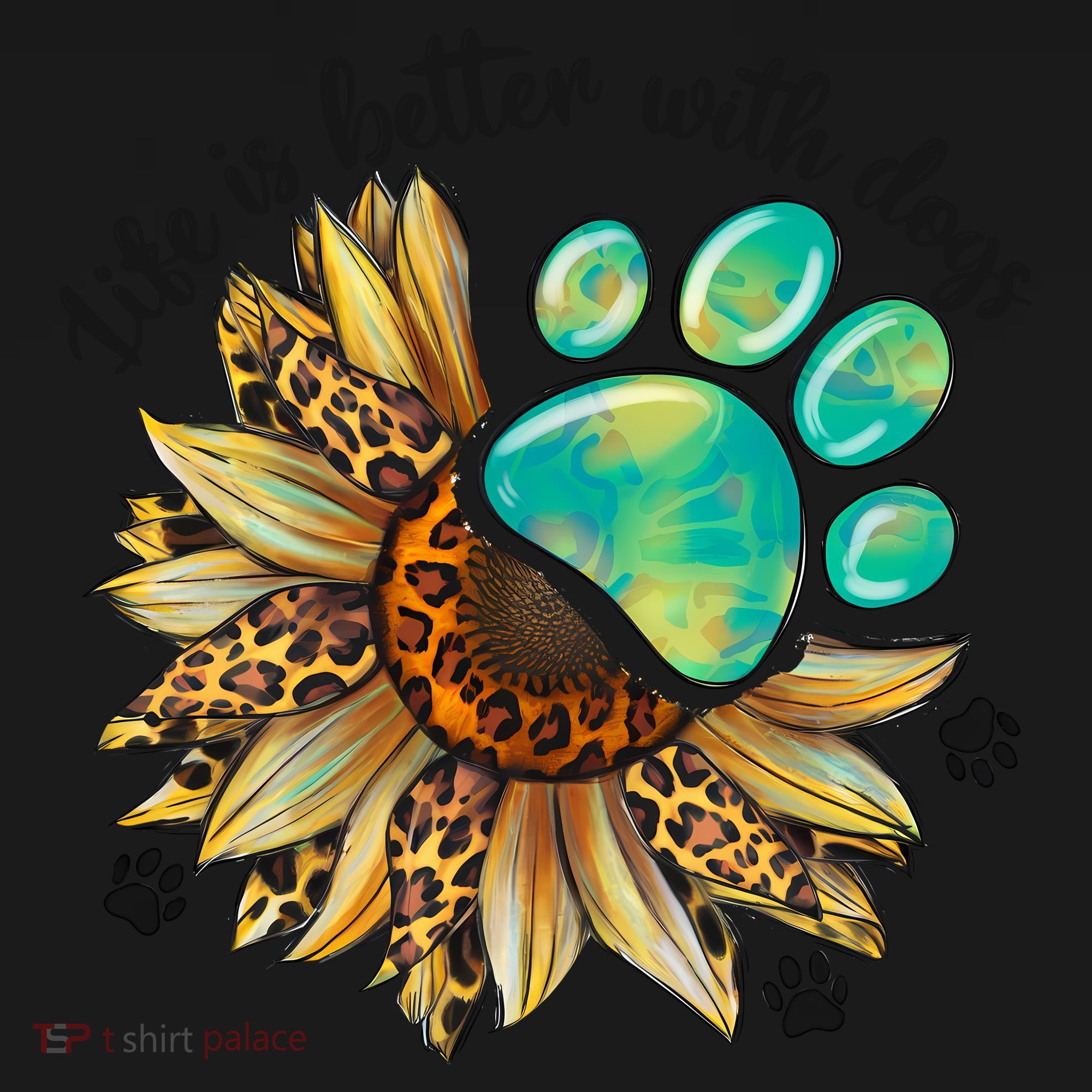 Life Is Better With Dogs’ Sublimation Featuring Dog Paws & Western Sunflowers Toddler Hoodie