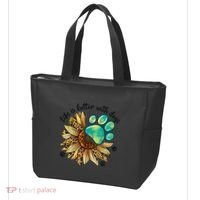 Life Is Better With Dogs’ Sublimation Featuring Dog Paws & Western Sunflowers Tote Bag thumb 3