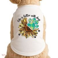 Life Is Better With Dogs’ Sublimation Featuring Dog Paws & Western Sunflowers Doggie Tank thumb 0