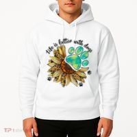 Life Is Better With Dogs’ Sublimation Featuring Dog Paws & Western Sunflowers Hoodie thumb 2