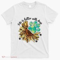Life Is Better With Dogs’ Sublimation Featuring Dog Paws & Western Sunflowers T-Shirt thumb 0