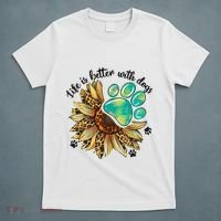 Life Is Better With Dogs’ Sublimation Featuring Dog Paws & Western Sunflowers T-Shirt thumb 5