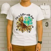 Life Is Better With Dogs’ Sublimation Featuring Dog Paws & Western Sunflowers T-Shirt thumb 6