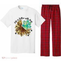 Life Is Better With Dogs’ Sublimation Featuring Dog Paws & Western Sunflowers Pajama Set thumb 0
