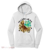 Life Is Better With Dogs’ Sublimation Featuring Dog Paws & Western Sunflowers Women's Hoodie thumb 0
