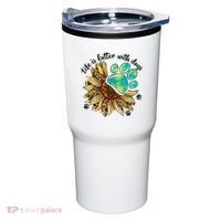 Life Is Better With Dogs’ Sublimation Featuring Dog Paws & Western Sunflowers Tumbler thumb 0