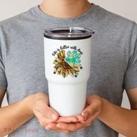 Life Is Better With Dogs’ Sublimation Featuring Dog Paws & Western Sunflowers Tumbler thumb 2