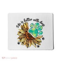 Life Is Better With Dogs’ Sublimation Featuring Dog Paws & Western Sunflowers Mousepad thumb 0