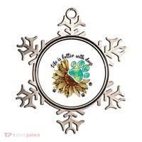Life Is Better With Dogs’ Sublimation Featuring Dog Paws & Western Sunflowers Ornament thumb 0