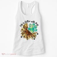 Life Is Better With Dogs’ Sublimation Featuring Dog Paws & Western Sunflowers Women's Tank Top thumb 0
