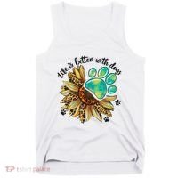 Life Is Better With Dogs’ Sublimation Featuring Dog Paws & Western Sunflowers Tank Top thumb 0