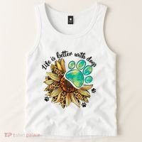 Life Is Better With Dogs’ Sublimation Featuring Dog Paws & Western Sunflowers Tank Top thumb 2