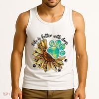 Life Is Better With Dogs’ Sublimation Featuring Dog Paws & Western Sunflowers Tank Top thumb 3