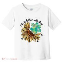 Life Is Better With Dogs’ Sublimation Featuring Dog Paws & Western Sunflowers Toddler T-Shirt thumb 0